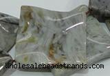 CAB585 15.5 inches 40*40mm wavy diamond silver needle agate beads