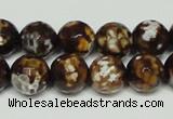 CAB617 15.5 inches 12mm faceted round leopard skin agate beads wholesale