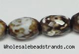 CAB625 15.5 inches 14*20mm faceted egg-shaped leopard skin agate beads