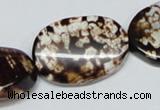 CAB634 15.5 inches 20*30mm twisted oval leopard skin agate beads