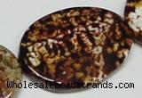 CAB635 15.5 inches 30*40mm twisted oval leopard skin agate beads