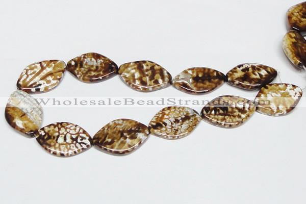 CAB637 15.5 inches 25*35mm marquise leopard skin agate beads