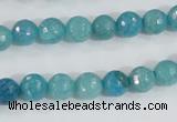 CAB653 15.5 inches 8mm faceted round fire crackle agate beads