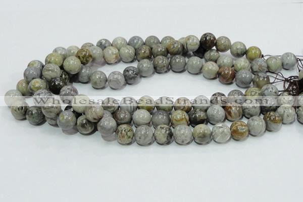 CAB68 15.5 inches 12mm round silver needle agate gemstone beads