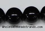 CAB730 15.5 inches 20mm round black agate gemstone beads wholesale