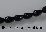 CAB733 15.5 inches 7*10mm teardrop black agate gemstone beads