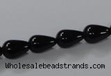 CAB735 15.5 inches 8*12mm teardrop black agate gemstone beads