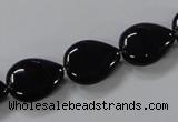 CAB746 15.5 inches 12*16mm flat teardrop black agate gemstone beads