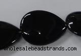 CAB748 15.5 inches 22*30mm flat teardrop black agate gemstone beads