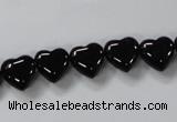 CAB755 15.5 inches 10*10mm top-drilled heart black agate beads