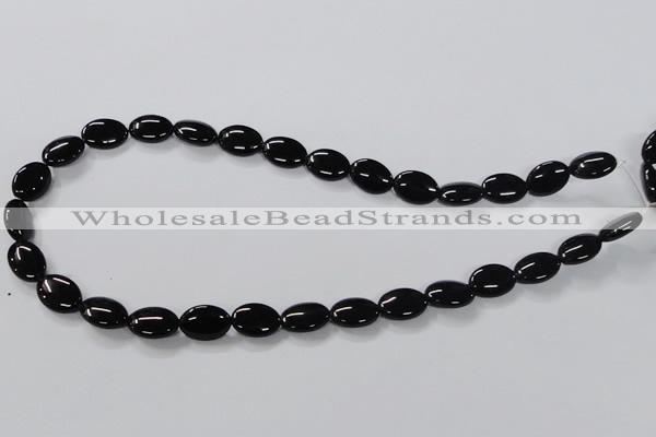 CAB757 15.5 inches 10*14mm oval black agate gemstone beads wholesale