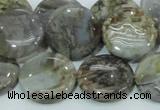 CAB76 15.5 inches 20mm flat round silver needle agate gemstone beads