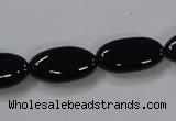 CAB760 15.5 inches 10*20mm oval black agate gemstone beads wholesale