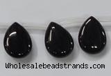 CAB772 15.5 inches 15*20mm top-drilled flat teardrop black agate beads