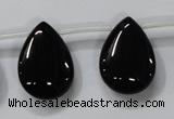 CAB773 15.5 inches 18*25mm top-drilled flat teardrop black agate beads