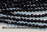 CAB781 15.5 inches 3mm faceted round black agate gemstone beads