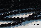 CAB782 15.5 inches 4mm faceted round black agate gemstone beads