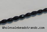 CAB789 15.5 inches 4*6mm faceted rice black agate gemstone beads