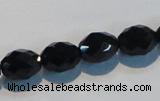 CAB792 15.5 inches 9*12mm faceted rice black agate gemstone beads