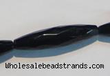 CAB794 15.5 inches 10*40mm faceted rice black agate gemstone beads