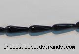 CAB798 15.5 inches 5*16mm faceted teardrop black gemstone agate beads