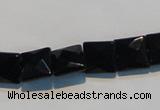 CAB801 15.5 inches 10*10mm faceted square black gemstone agate beads