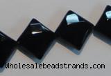 CAB804 15.5 inches 15*15mm faceted diamond black gemstone agate beads