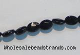 CAB805 15.5 inches 6*8mm faceted oval black gemstone agate beads