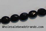 CAB806 15.5 inches 8*10mm faceted oval black gemstone agate beads