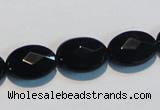 CAB807 15.5 inches 12*16mm faceted oval black gemstone agate beads