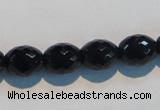 CAB817 15.5 inches 10*12mm faceted rice black agate gemstone beads