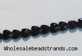 CAB824 15.5 inches 6*6mm faceted heart black agate gemstone beads