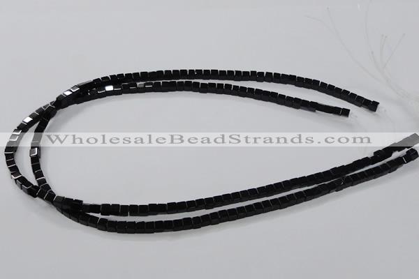 CAB833 15.5 inches 4*4mm cube black agate gemstone beads wholesale