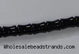 CAB842 15.5 inches 8*10mm bamboo shape black agate gemstone beads