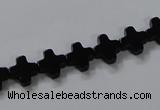 CAB845 15.5 inches 8*8mm cross black agate gemstone beads wholesale