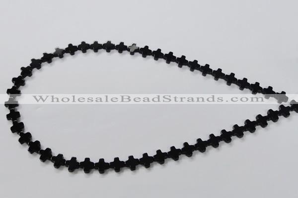 CAB845 15.5 inches 8*8mm cross black agate gemstone beads wholesale