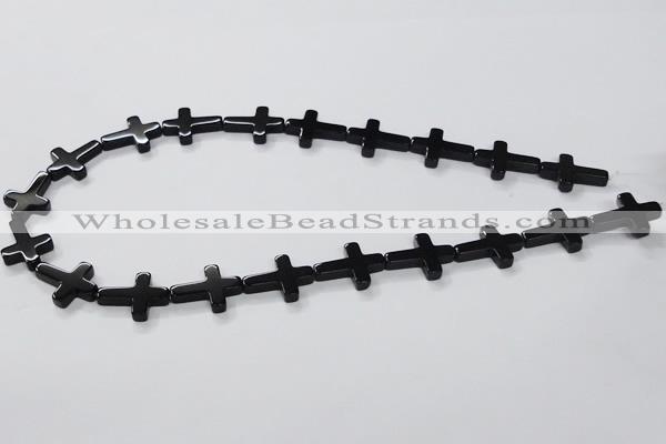 CAB847 15.5 inches 15*20mm cross black agate gemstone beads wholesale