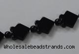 CAB849 15.5 inches 10*10mm fish black agate gemstone beads wholesale