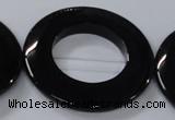 CAB858 15.5 inches 45mm donut black agate gemstone beads wholesale