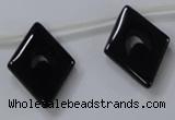 CAB870 22*40mm top-drilled rhombic black agate gemstone beads wholesale