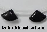 CAB871 14*20mm top-drilled triangle black agate gemstone beads wholesale