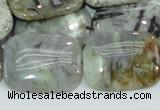 CAB88 15.5 inches 22*30mm rectangle silver needle agate gemstone beads