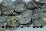 CAB90 15.5 inches 12*16mm oval silver needle agate gemstone beads