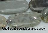 CAB92 15.5 inches 20*40mm oval silver needle agate gemstone beads