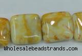 CAB947 15.5 inches 20*20mm square yellow crazy lace agate beads