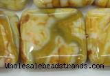 CAB948 15.5 inches 30*30mm square yellow crazy lace agate beads