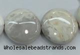 CAB964 15.5 inches 25mm flat round ocean agate gemstone beads