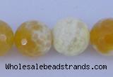 CAB968 15.5 inches 10mm faceted round fire crackle agate beads