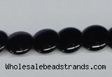 CAB982 15.5 inches 14mm flat round black agate gemstone beads wholesale