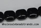 CAB986 15.5 inches 14*14mm square black agate gemstone beads wholesale